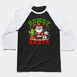 Cute Howdy Santa Western Christmas Winter Women Kids Mom Baseball T-Shirt